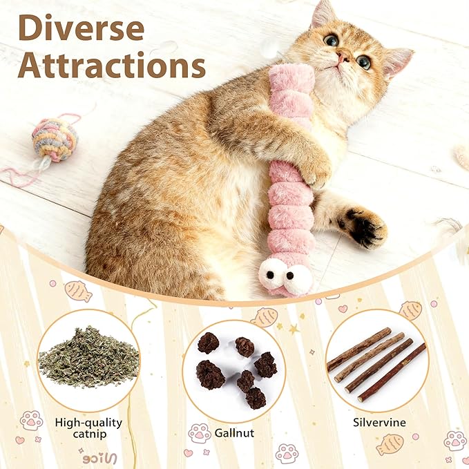 Cat Toys Pillows 3 Pack, Large 15.96” Cat Kicker Toys with Catnip Inside, Durable Interactive Cat Toys for Indoor Cats, Soft Kick Sticks for Exercise & Play