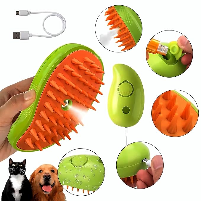 2024 Multifunctional Pet Grooming Brush - 3-in-1 Detangling and Massage Comb for Removing Loose Hair from Cats and Dogs (Banana)