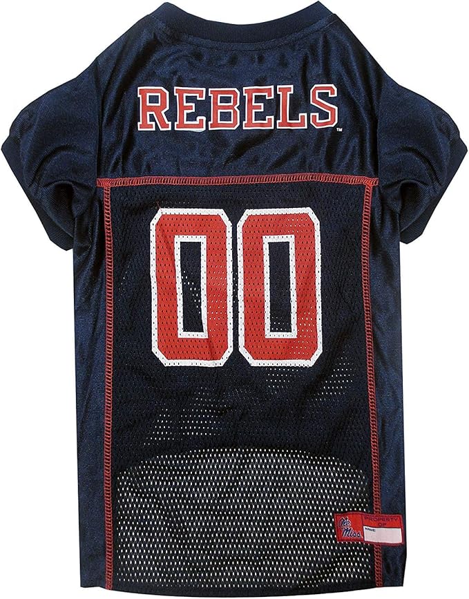 Pets First NCAA College Mississippi Ole Miss Rebels Mesh Jersey for DOGS & CATS, Large. Licensed Dog Jersey with your Favorite Football/Basketball College Team