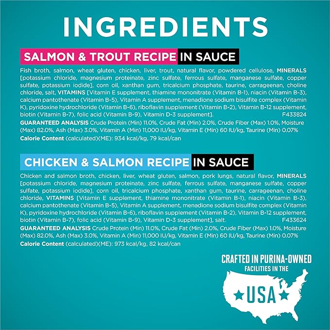 Purina ONE Natural, High Protein Cat Food Variety Pack, Chicken, Tuna, Salmon and Trout Recipes - (Pack of 24) 3 oz. Cans