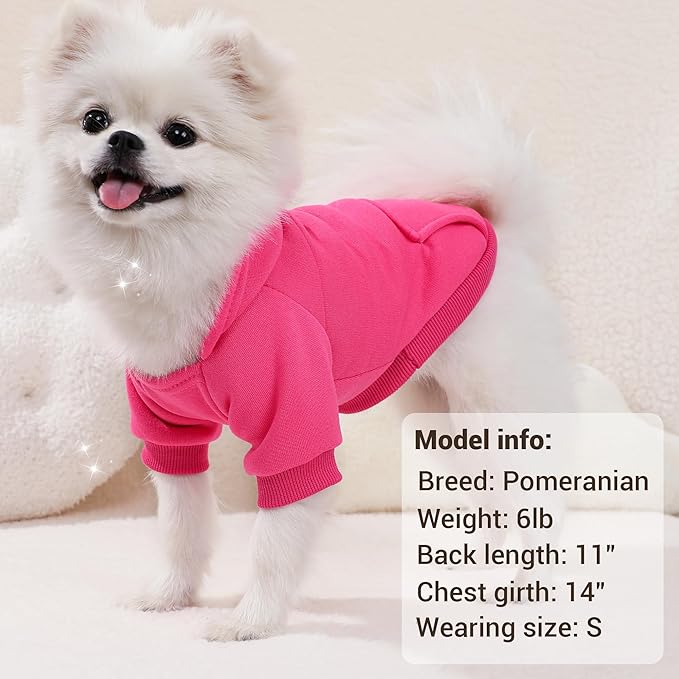 Pet Hoodie Dog Sweater for Small Dogs Girl Boy, Winter Puppy Sweatshirts with Pockets Hood, Warm Fleece Lined Dog Clothes Chihuahua Coat Clothing Puppy Cat Custume, XS