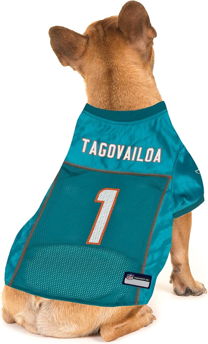 NFLPA TUA TAGOVAILOA PET Jersey, NFL Dog Shirt, Size X-Small, Miami Dolphins Mesh Jersey for Dogs