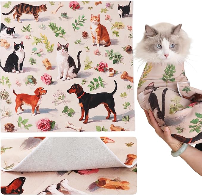 Purrfect Peace Cat Swaddle Wrap – 23.6" Professional Calming Restraint Bag for Grooming, Nail Trimming & Medicine - Adjustable Cat Restraint for Grooming, Nail Clipping & Vet Visits