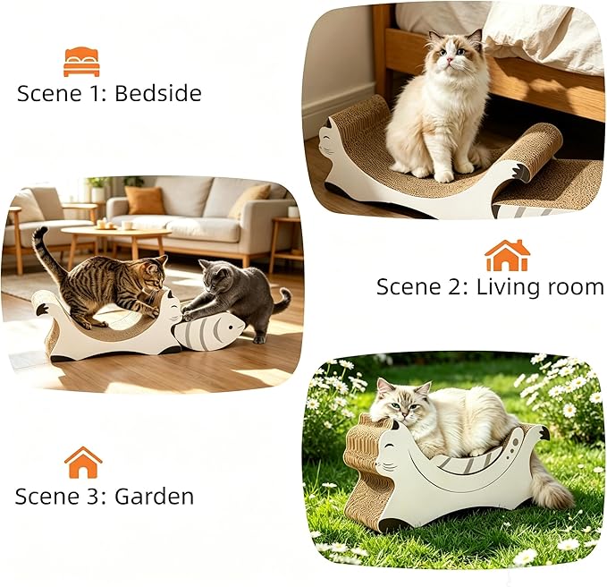 3-in-1 Cat Scratcher Board, Limited Stock Clearance, Durable Corrugated Cat Bed Lounge for Indoor Cats, U-Shaped Interactive Toy with Catnip, Only 10 Left!