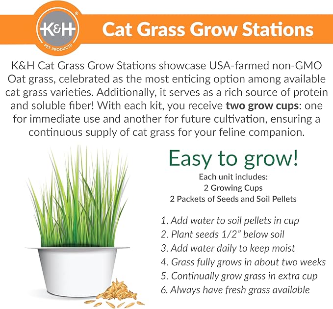 K&H Pet Products EZ Mount Window Kitty Sill Cat Perch with Cat Grass Grow Station Triple Stack Gray 23 X 12 Inches