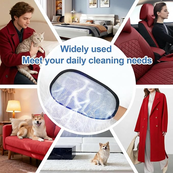 Pet Hair Removal Glove, 2Pcs Upgraded Five-Finger Electrostatic Hair Remover Glove, Reusable Pet Hair Remover Tool for Laundry, Couch, Carpet, Car Seat & Furniture