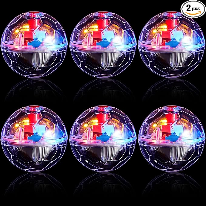 Sratte 2 Pcs Ghost Hunting Cat Ball Activated Cat Toy Motion LED Light Pet Balls Motion Dog Interactive Pet Toys Glowing Mini Running Exercise Supplies for Animals Activity (Clear)