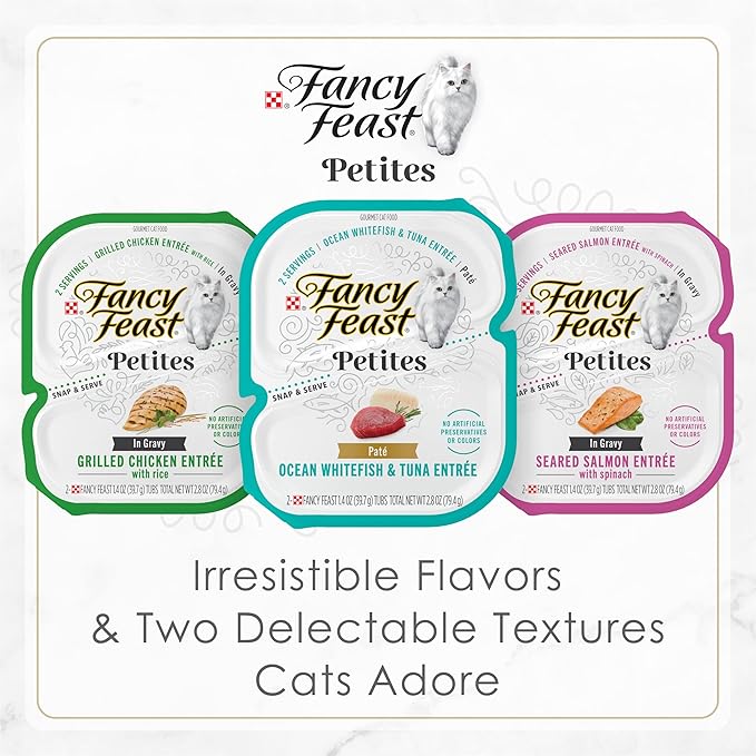 Purina Fancy Feast Petites Grilled Chicken Entrée With Rice In Gravy Gourmet Wet Cat Food - (Pack of 12) 2.8 oz. Tubs