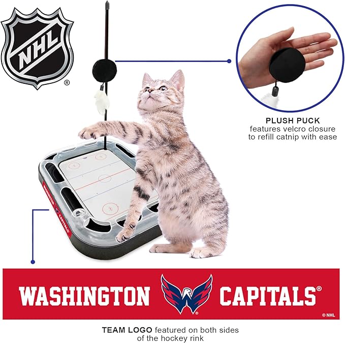Pets First 5-in-1 NHL Washington Capitals Cat Scratcher Toy with Interactive Cat Ball Bell in Tracks