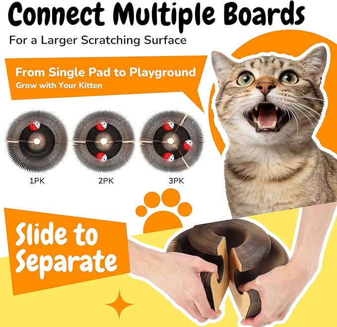 Cat Scratching Pads, Square Magic Organ Interactive Cat Toy, Reversible Cat Scratch Furniture Protector, Brown Routine