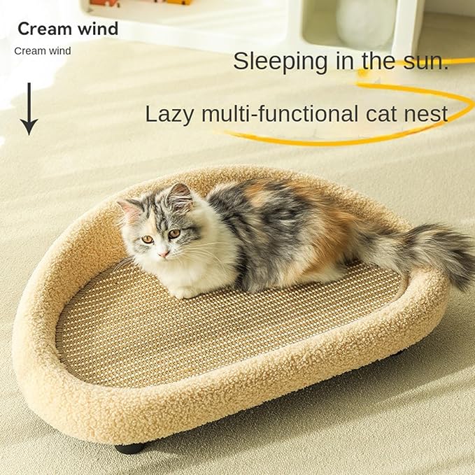 Cat Scratcher Bed - Sisal Large Lounge Nest - Scratching Pad | for Home Living Room Apartment Dorm Patio Balcony Porch Corner