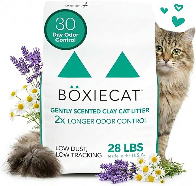 Boxiecat Gently Scented Premium Clumping Clay Cat Litter, 28-Pounds