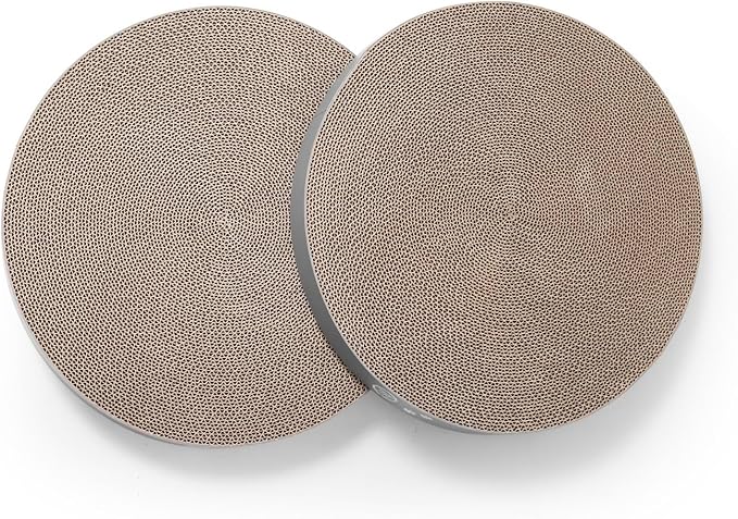 Necoichi Cat Scratcher Bowl Replacement for Indoor Cats - Cat Scratching Lounger with Reversible Usability and Extra Comfort for Lounge, Cardboard Bed Couch / (Regular, Hologram Gray)