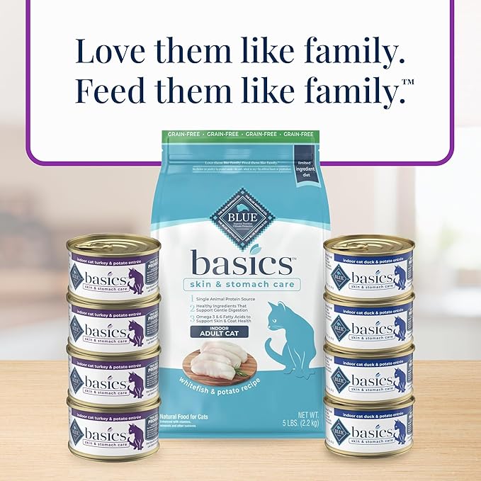 Blue Buffalo Basics Grain-Free, Turkey, Adult Wet Cat Food, 3 oz., Count of 24