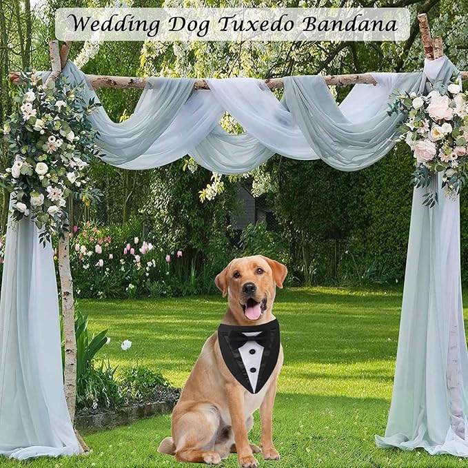 Formal Dog Tuxedo, Wedding Dog Costume Puppy Bandana Birthday Tux Suit Adjustable Collar with Bow Tie, Dog Clothes for Small Medium Dogs Cats, Party Pet Outfit Wedding Attire Clothing Apparel (Large)