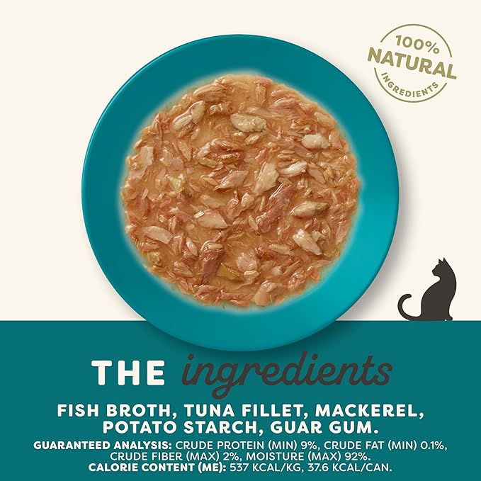 Applaws Natural Wet Cat Food in Gravy, Made with Limited and Natural Ingredients, No Artificial Additives, High Protein, Tuna & Mackerel in Gravy (24 x 2.47oz Cans)