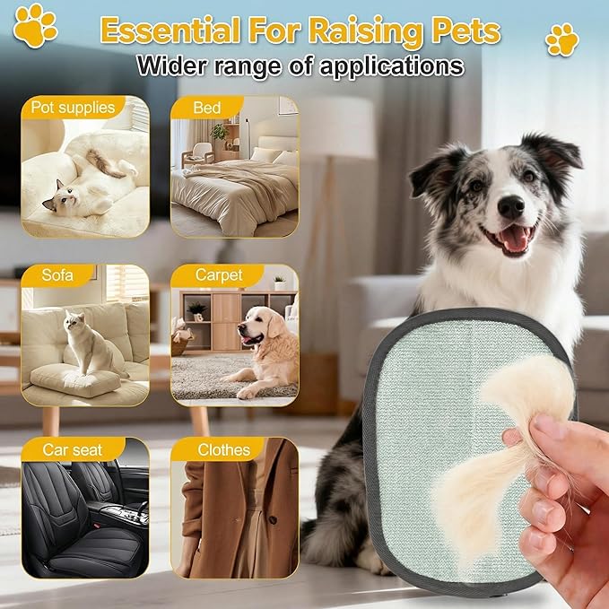 Pet Hair Removal Glove for Cats & Dogs, Reusable Electrostatic Fur Remover Mitt, Washable Five-Finger Cleaning Tool for Couch, Carpet, Car Seat, Clothing & Laundry