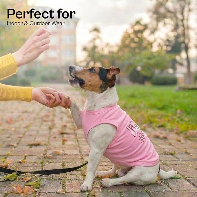 Parisian Pet Dog Shirt - 100% Cotton Shirts for Small Dogs - Pink Sleeveless Girl Pet Clothes - Lightweight and Breathable Puppy Clothes - Stretchy Dog Apparel for Little Sister Dogs