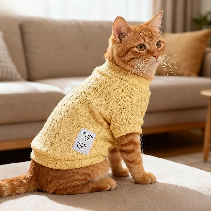 Kitten Clothes, Dog Cat Sweaters Pet Puppy Knitwear Costume Fall Winter Coat for Small Medium Cats Dog Girl Boy Fit 2.2-23lb
