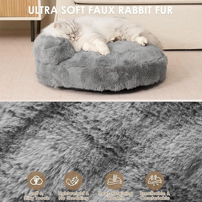 EHEYCIGA Soft Dog Couch Bed for Large Dog, Fluffy Medium Dog Bed with Removable Washable Cover, Bolster Pet Sofa, Waterproof and Non-Slip, 36" x 36"x 9", Grey