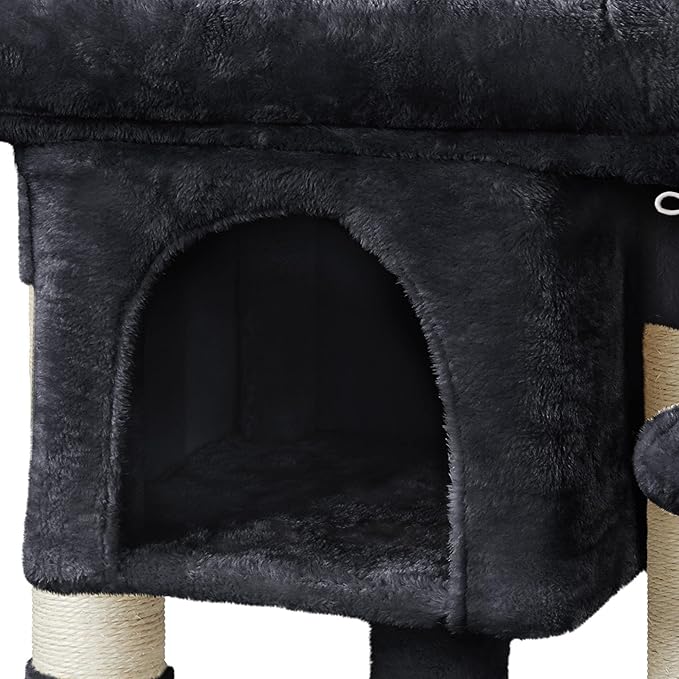 Topeakmart Cat Tree with Extra Large Plush Perch, Soft Cat Condo & Sisal-Covered Scratching Posts for Large Cats, Kittens Cats, 23.5 Inches, Black
