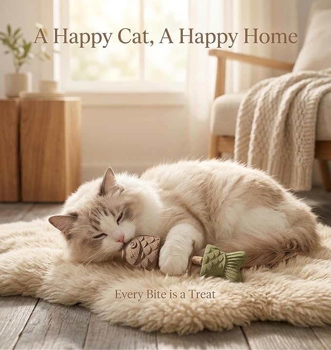 3PCS Fish Bone Cat Toy Set for Cats, Catnip Toys, Dental Chew & Teething Toys for Kitten, Fish & Bone Shape, Ideal for Teeth Cleaning & Boredom Relief