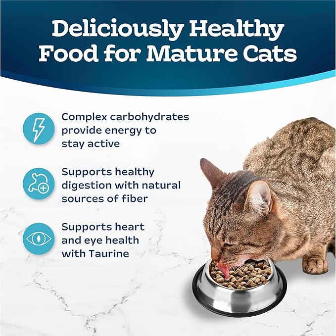 Blue Buffalo Tastefuls Natural Dry Food for Adult Cats 7+, Chicken & Brown Rice Recipe, 7-lb. Bag