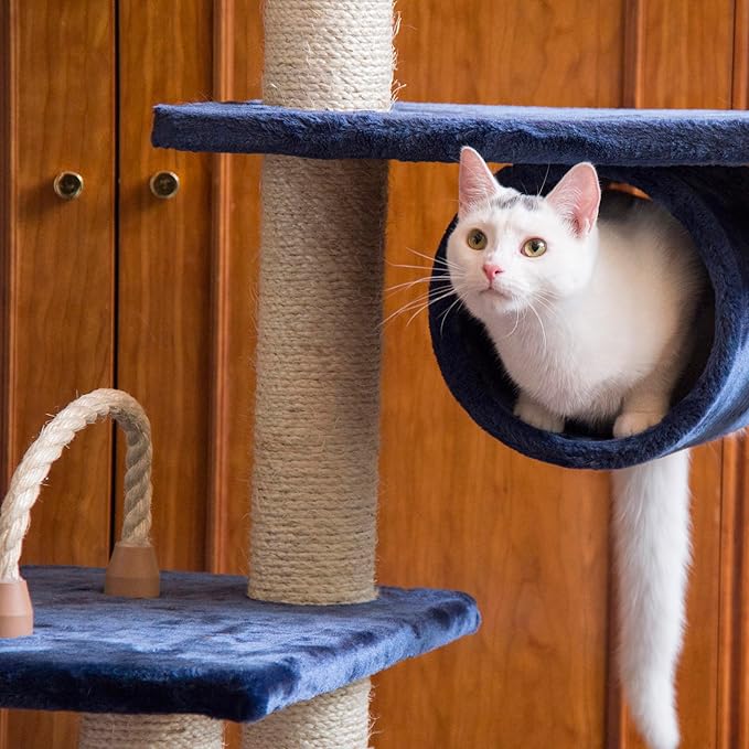 Armarkat 71" Navy Cat ClimbIng Tower, Real Wood Cat Scratching Furniture, A7101