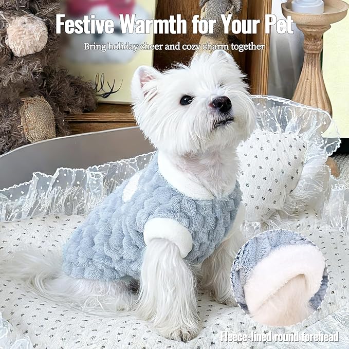 Dog Sweater for Small Dogs Puppy Cats Winter Warm Soft Pet Clothes Pullover Cute Extra Small Dog Apparel, Cat Sweaters for Cats Only Fit Chihuahua Yorkie(Blue, XXL)