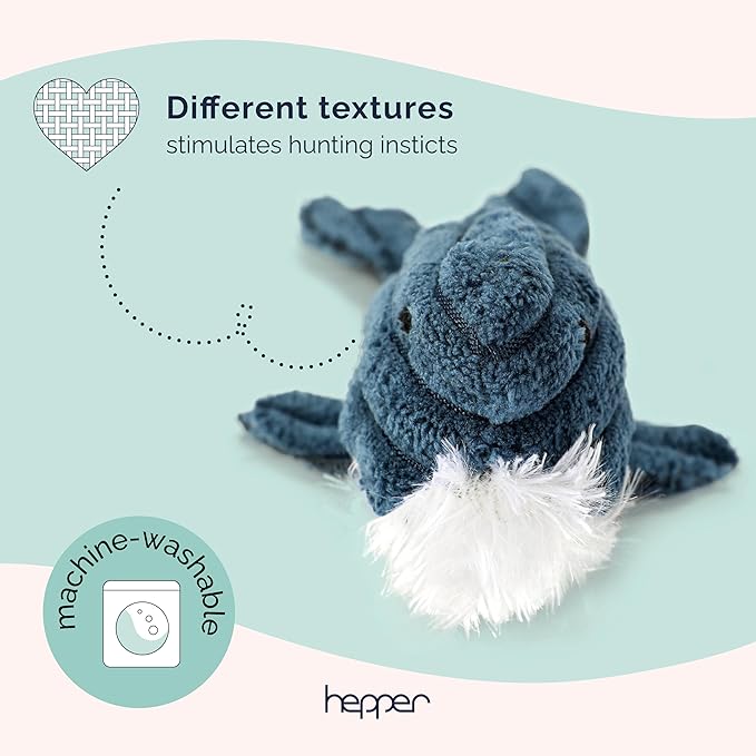 Hepper Whale Plush Toy - Unique, Durable & Quiet Cat Toys for Physical & Mental Stimulation - Best for Kittens, Senior Cats & All Breeds - Indoor Playtime