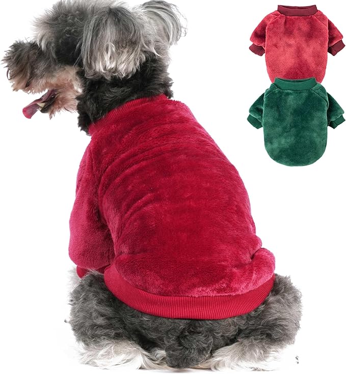Dog Sweater | 2-Pack Clothes Jackets XXS - XXL for Small Dog Breed (Male & Girl), Super Soft Winter Coats Sweaters for Dogs and Cats, Pet Apparel Outfits (Wine red,Dark Green, X-Large)