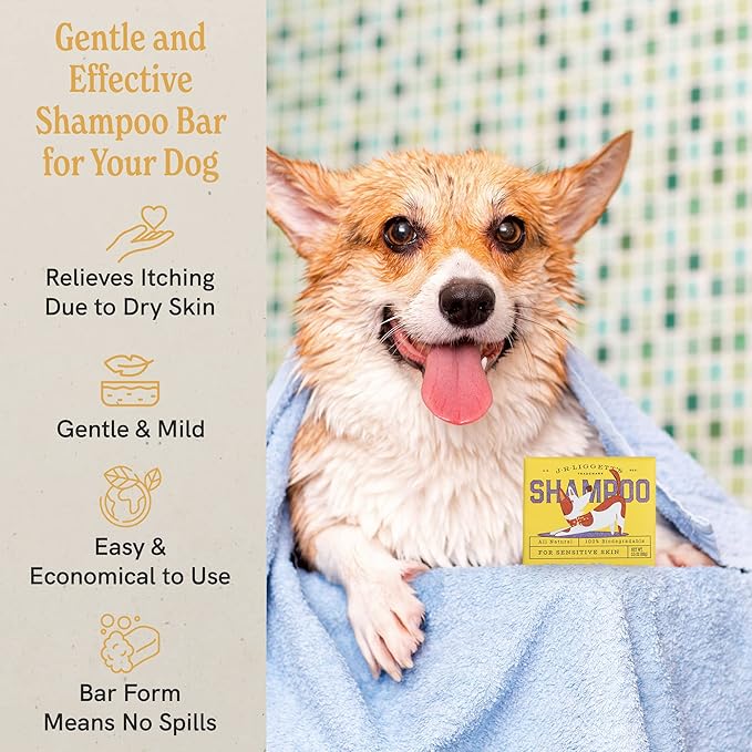 J.R.LIGGETT’S Natural Dog Shampoo Bar for Sensitive Skin - 100% Detergent Free, Non-GMO, Tear-Free Formula Gently Calms Dry, Itchy Skin - Safe for Puppies and for Regular Use - 3.5 oz Bar