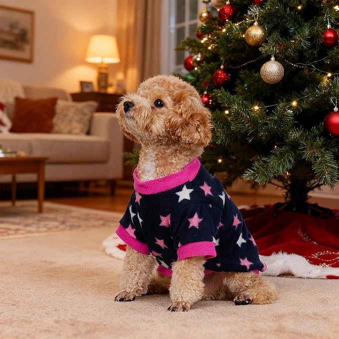 Rbenxia 4 Pcs Dog Fleece Sweaters Puppy, Warm Soft Fleece Sweater Doggie Sweatshirt Dog Pajamas Puppy Clothes for Winter, Small Dogs Cat Pets Outfits(Small)