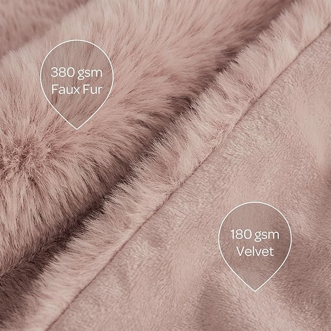 4 Cats & Dogs Pet Faux Fur Throw Blanket – Large 50"x60" Waterproof Dog Blanket, Washable Plush Throw for Cat and Dog, Leakproof Couch & Bed Furniture Protector, Ultra Soft Cozy Pet Blanket - Blush