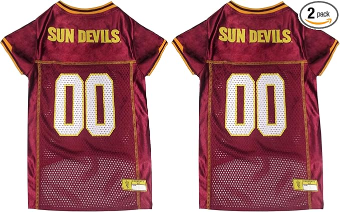 Pets First NCAA College Arizona State University Mesh Jersey for Dogs & Cats, Small. Licensed Big Dog Jersey with Your Favorite Football/Basketball College Team (Pack of 2)
