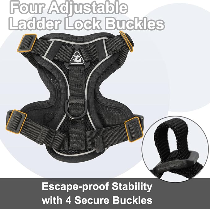 Cat Harness and Leash, Reflective Cat Harness Escape Proof for Walking, Adjustable Kitten Harness and Leash Set, 4 Buckles Easy Control Breathable Cat Vest Harness for All Types of Cats