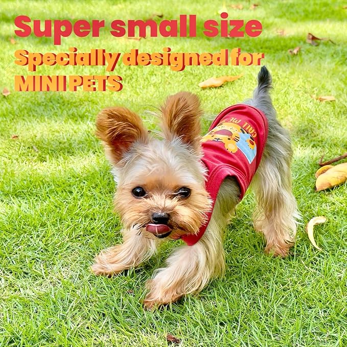 Handmade Tiny Pet Shirt, Cotton & Elastic Clothes for Small/Teacup/Newborn Cats and Dogs, Rabbits (XXS (1.5-3 lbs), Tiger (Red))