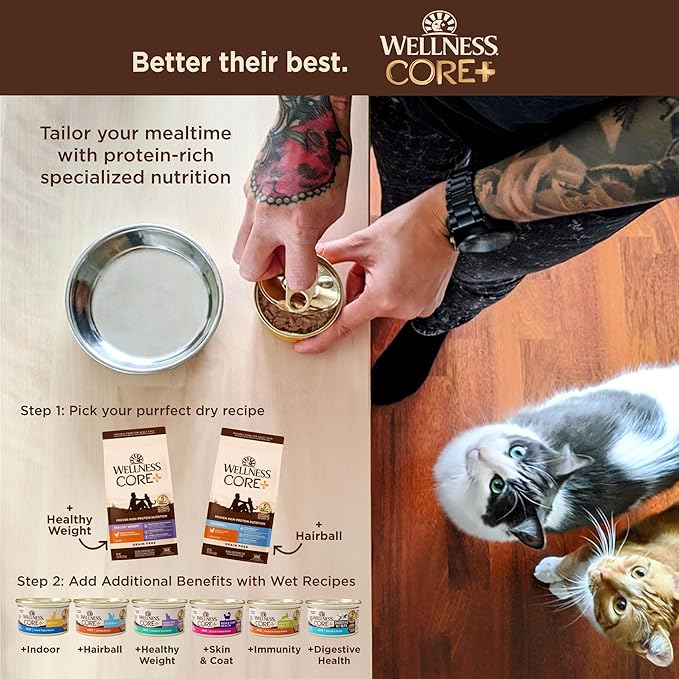 Wellness CORE+ Healthy Weight Adult Dry Cat Food, Natural, Grain Free Kibble, Chicken Recipe, 4.75 lb Bag