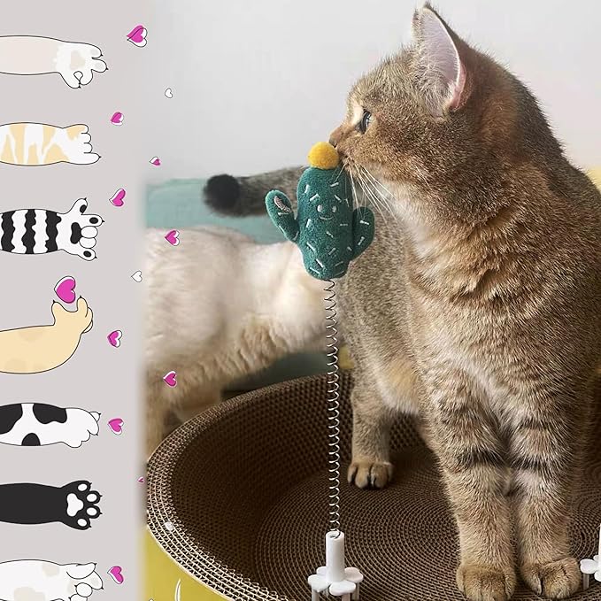6PCS Cat Wand Toy & Scratcher Plug-ins - Cat Fun Themselves Play Toys for Kitty & Kitten