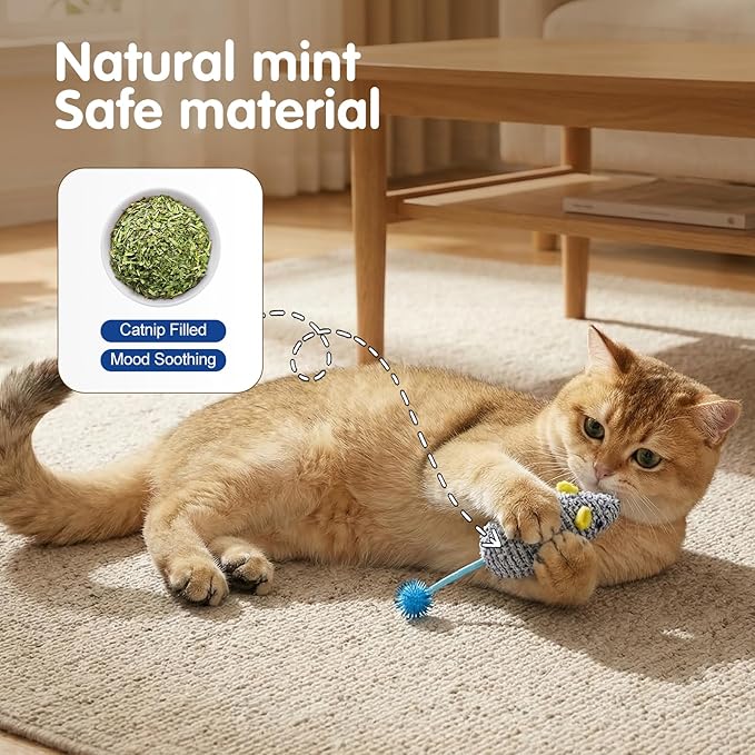 Cat Mouse Toys (3 Pack) with Catnip - Small Interactive Cat Toys for Indoor Play, Perfect for Single or Multi-Cat Households (Purple)