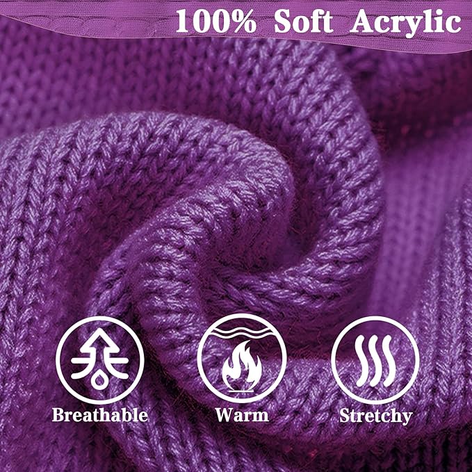 PUPTECK Winter Dog Cat Sweater Coat - Soft Cold Weather Clothes Knitwear for Kitties & Small Dogs Indoor Outdoor Walking Warm, Knitted Classic for Doggies Kitties Girls Boys, Purple S