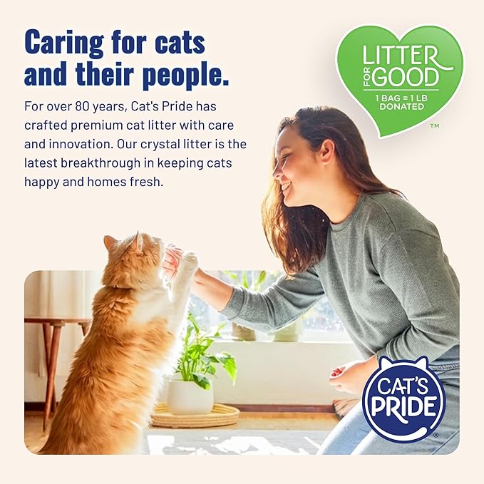 Cat’s Pride Micro Crystals Cat Litter, Non-Clumping, Scented, 30-Day Odor Control, 99% Dust Free, Lightweight, Soft on Paws, 6.5lb Bag