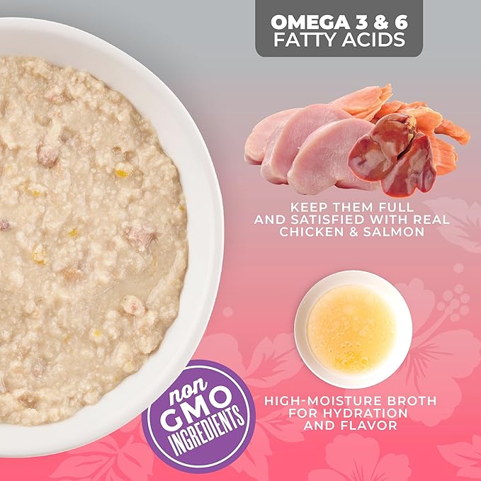 Tiki Cat Silver Pate Chicken, Salmon & Chicken Liver Recipe in Broth, 2.4 oz. Can (12 Count)