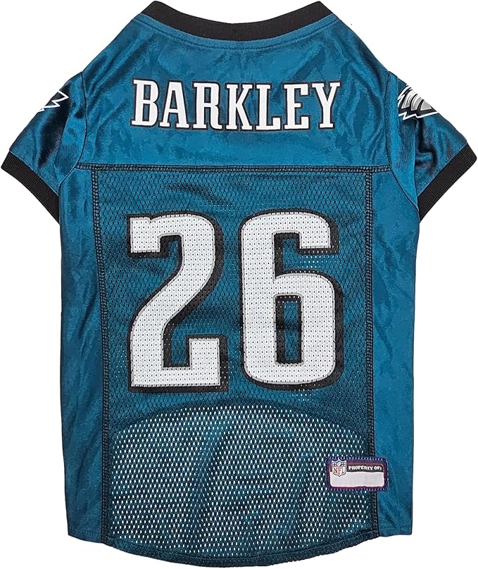 Pets First NFLPA Saquon Barkley Pet Jersey #26, NFL Dog Shirt, Philadelphia Eagles Mesh Jersey, Size Small