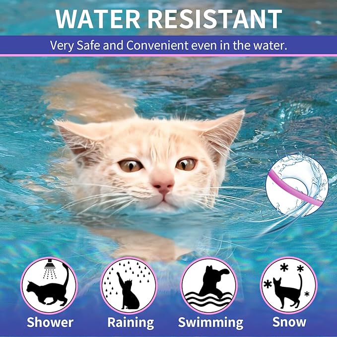 4 Pack Flea Collar for Cats, 32 Months Flea and Tick Prevention for Cat, Waterproof & Natural Cat Flea and Tick Treatment, Adjustable for Cats Kittens(Blue&Pink)