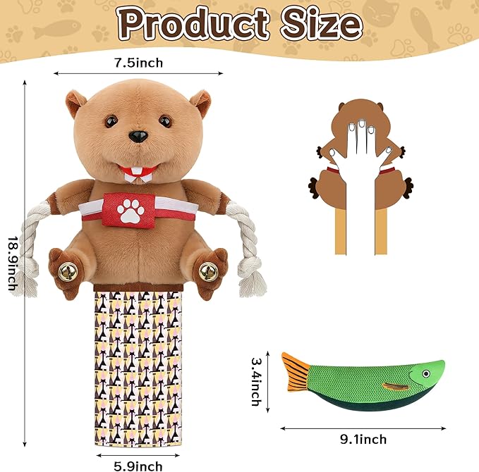 Cat Wrestling Glove - Cat Puppet Wrestler Toy with Tough Padding for Safe Interactive Play, Cat & Dog Wrestling Interactive Toy with Fish Toys, Kids & Pet Safe for Training & Exercise (B)