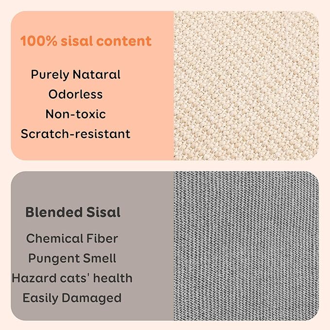 3 Transformable Shapes Cat Scratching Post - Adjustable L-Shape Sisal Scratcher with Multiple Fresh Fun Play Modes, 100% Natural Solid Beechwood& Sisal, Eco-Friendly Furniture Protector