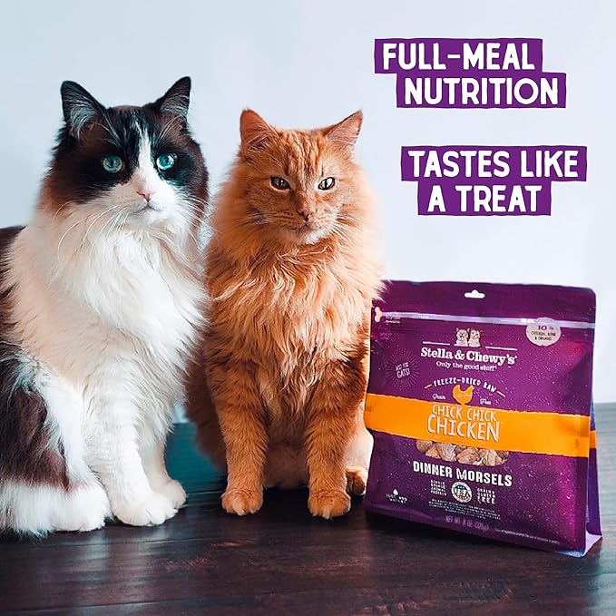 Stella & Chewy's Freeze-Dried Raw Cat Dinner Morsels - Premium Chicken Recipe with 98% Cage-Free Meat & Organs - Natural Grain-Free Cat & Kitten Food - Made in USA - 1 oz (Pack of 6)