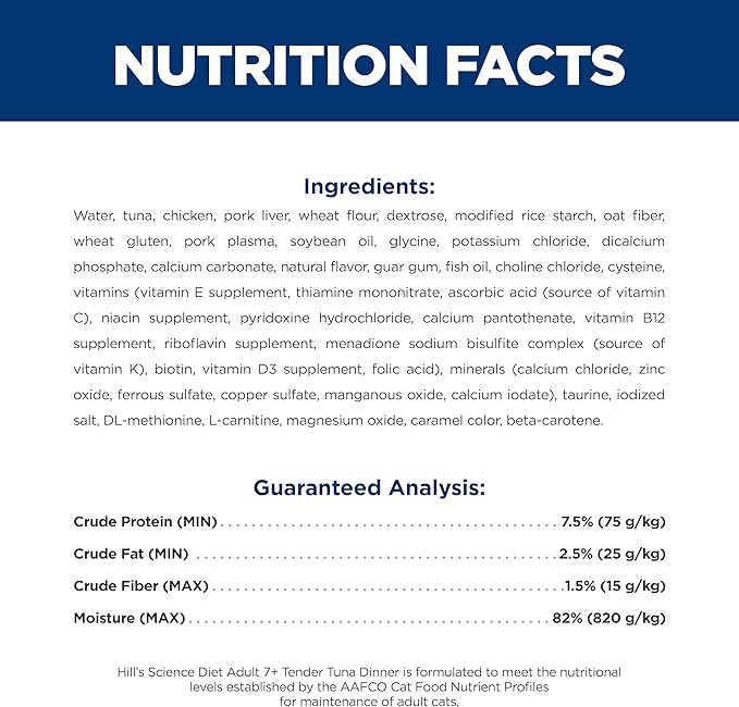 Hill's Science Diet Adult 7+ Wet Cat Food, Tuna Stew, 5.5 oz. Cans, 24-Pack