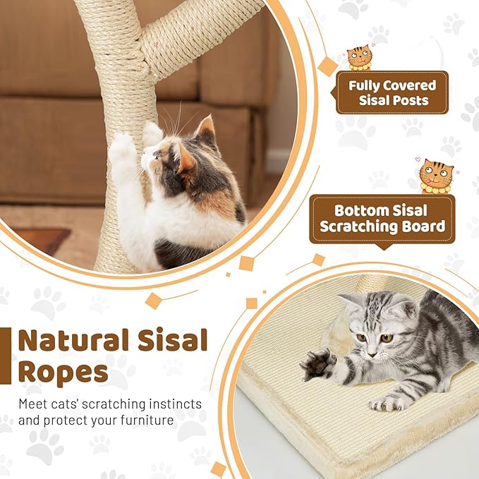 Tangkula Tall Cat Tree, 70 Inch Multi-Level Large Cat Tower with 3 Warm Perches, 3 Jingling Balls, Sisal Scratching Posts & Board, Modern Cat Tree for Indoor Cats Large Adult
